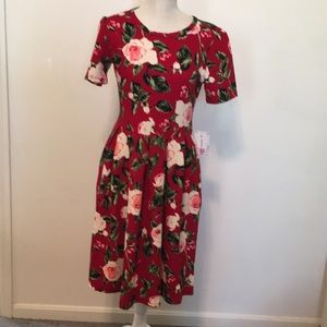 New LuLaRoe red floral dress